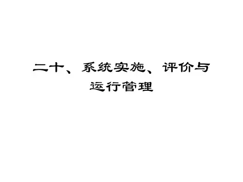20管理信息系统——系统实施评价与运行管理