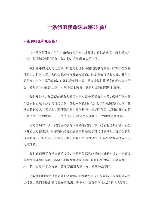 一条狗的使命观后感(5篇)