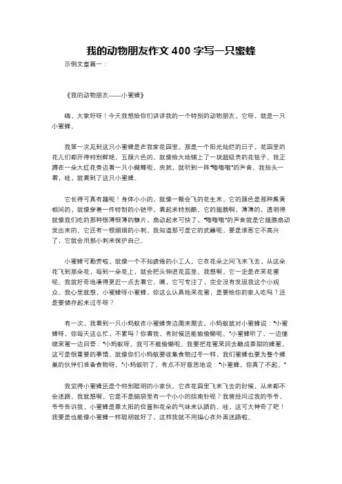 我的动物朋友作文400字写一只蜜蜂