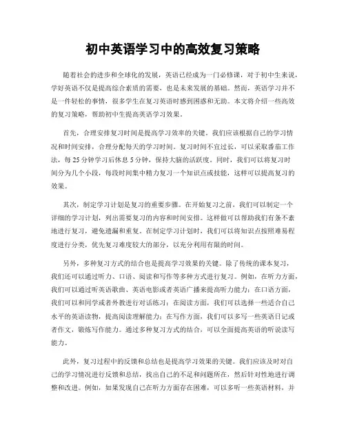 初中英语学习中的高效复习策略