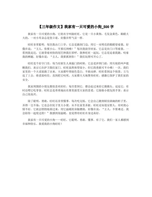 【三年级作文】我家有一只可爱的小狗_500字