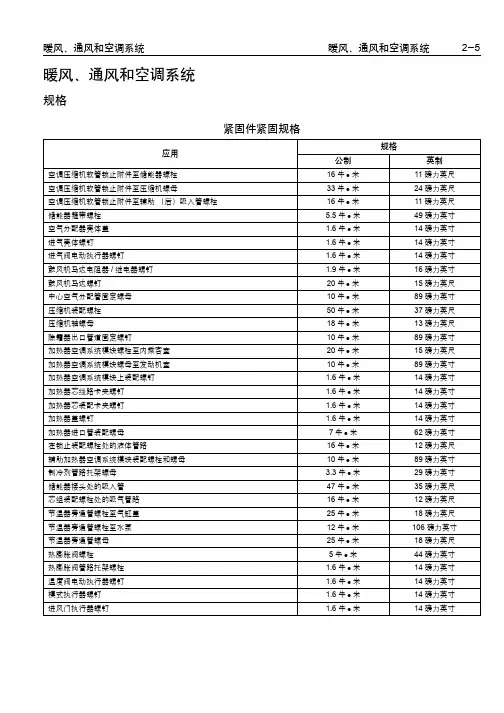 别克GL8维修手册：    暖风、通风和空调系统