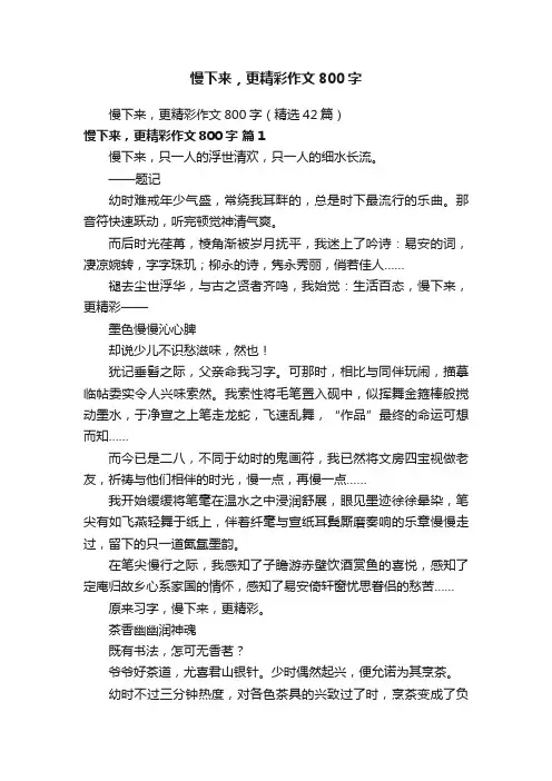 慢下来，更精彩作文800字（精选42篇）