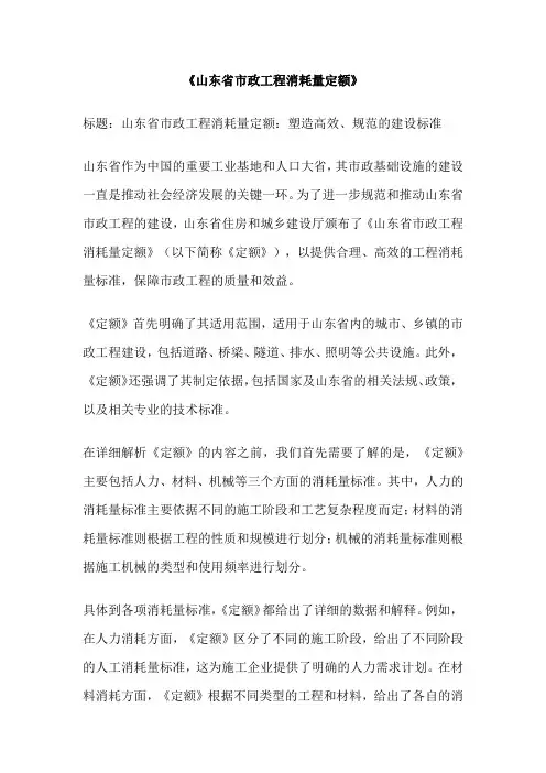 《山东省市政工程消耗量定额》