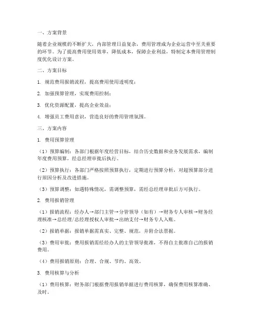 费用管理制度优化设计方案模板