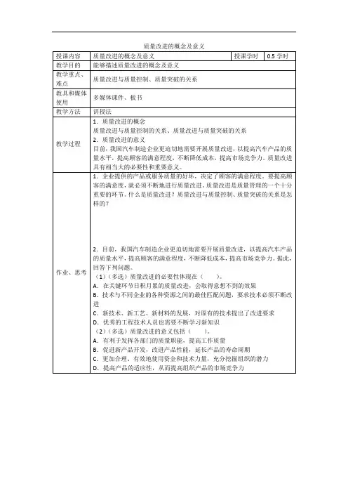 质量改进的概念及意义