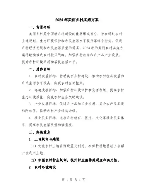 2024年美丽乡村实施方案