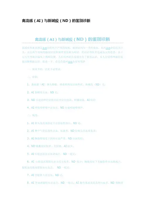 禽流感（AI）与新城疫（ND）的鉴别诊断