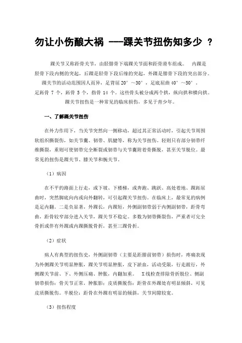 勿让小伤酿大祸---踝关节扭伤知多少?