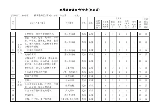 环境因素调查评价表(办公区)(危废处置)