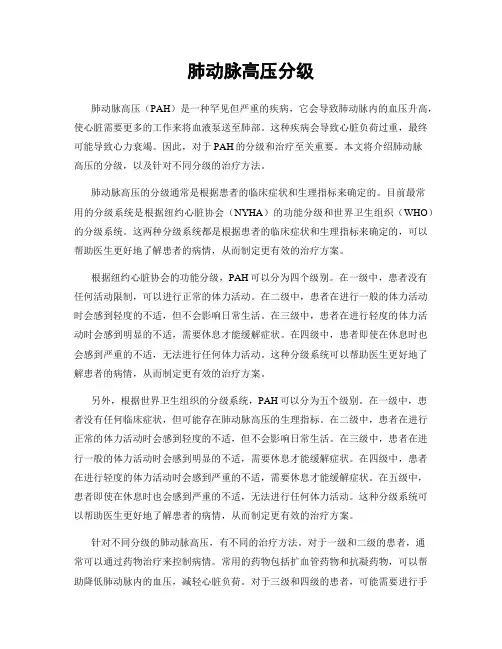 肺动脉高压分级