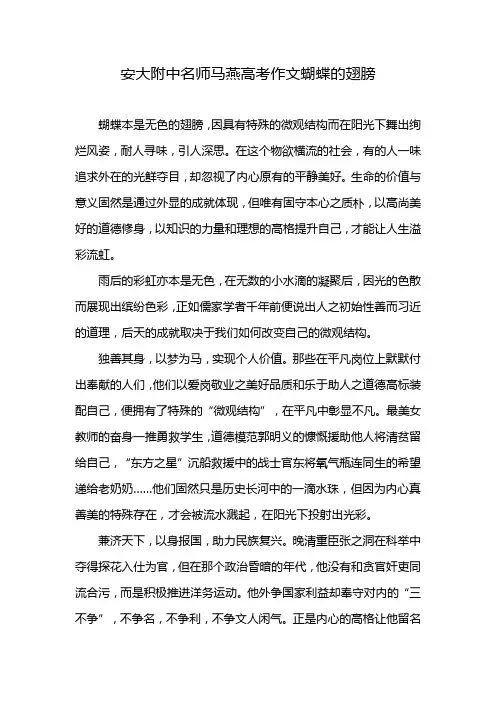 安大附中名师马燕高考作文蝴蝶的翅膀