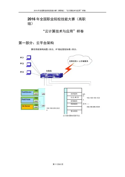 全国高职云计算技术与应用样卷修订版