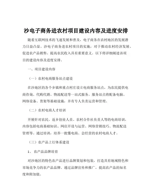 沙电子商务进农村项目建设内容及进度安排