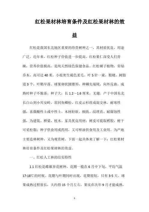 红松果材林培育条件及红松果材林的效益
