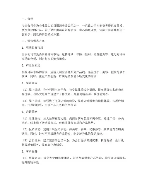 宝洁销售模式方案