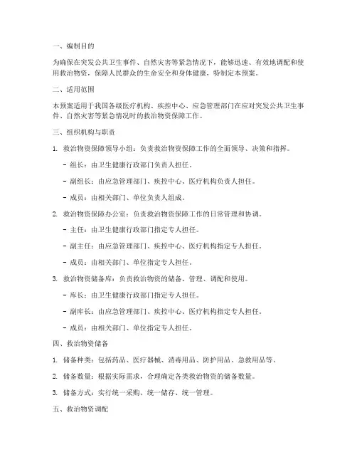 救治物资保障应急预案