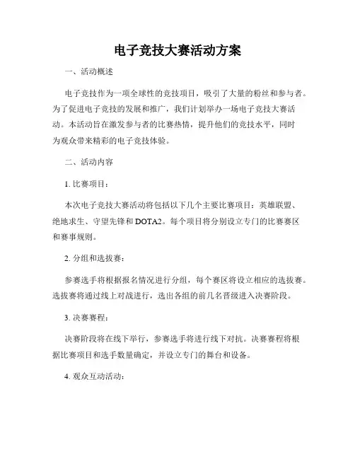 电子竞技大赛活动方案