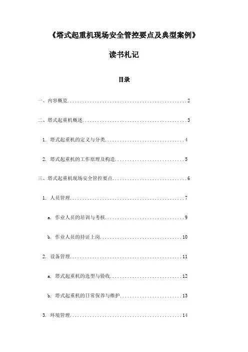 《塔式起重机现场安全管控要点及典型案例》随笔