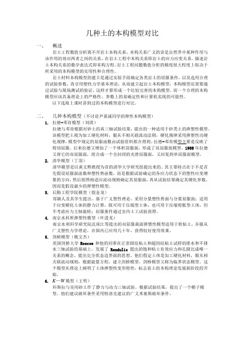 (完整word版)土的本构模型对比