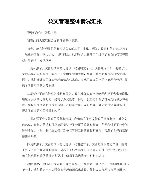 公文管理整体情况汇报
