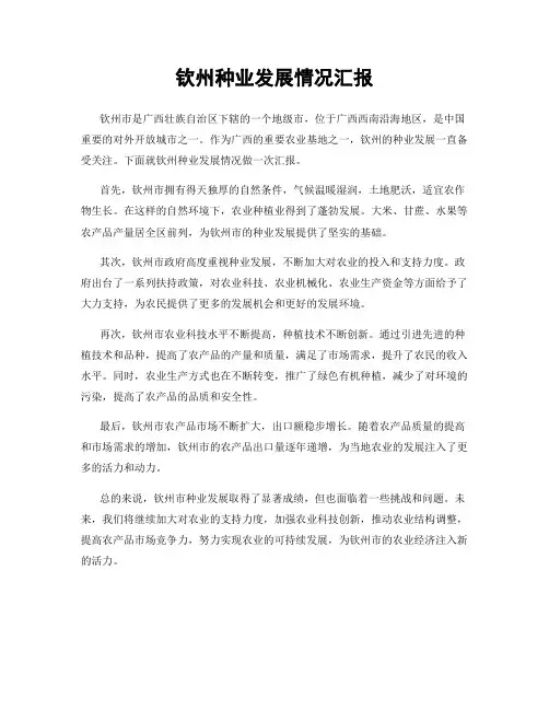 钦州种业发展情况汇报