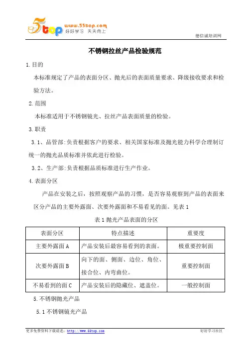 不锈钢拉丝产品检验规范