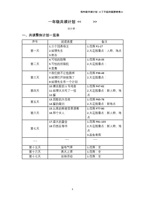 共读计划(模板)
