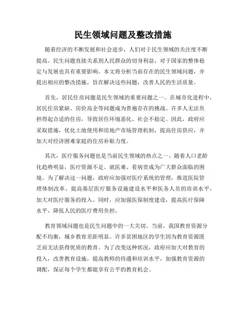 民生领域问题及整改措施