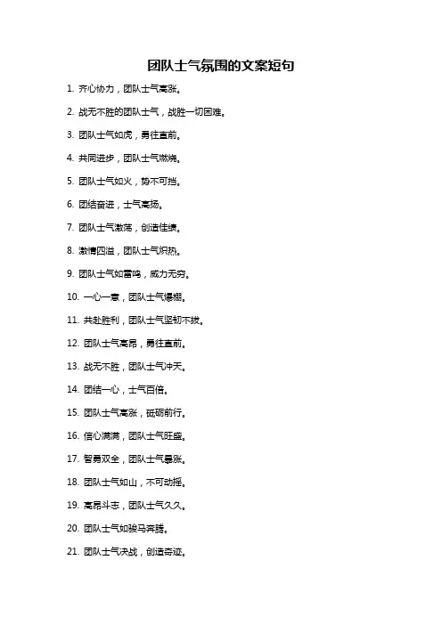 团队士气氛围的文案短句