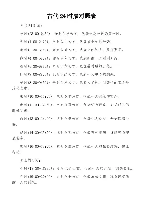 古代24时辰对照表