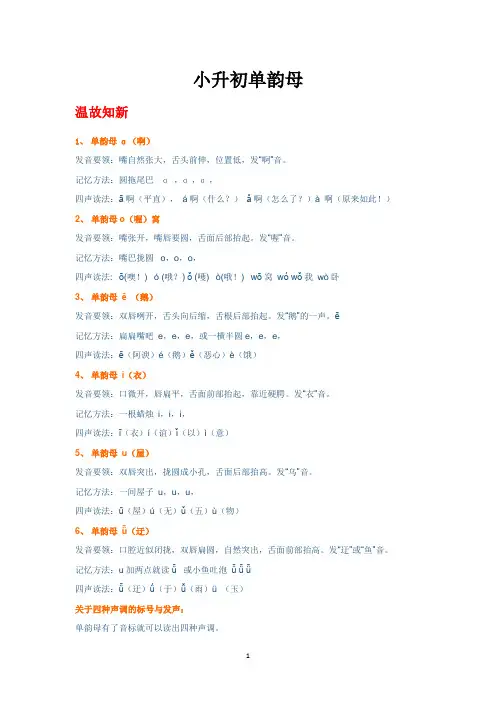 小升初单韵母
