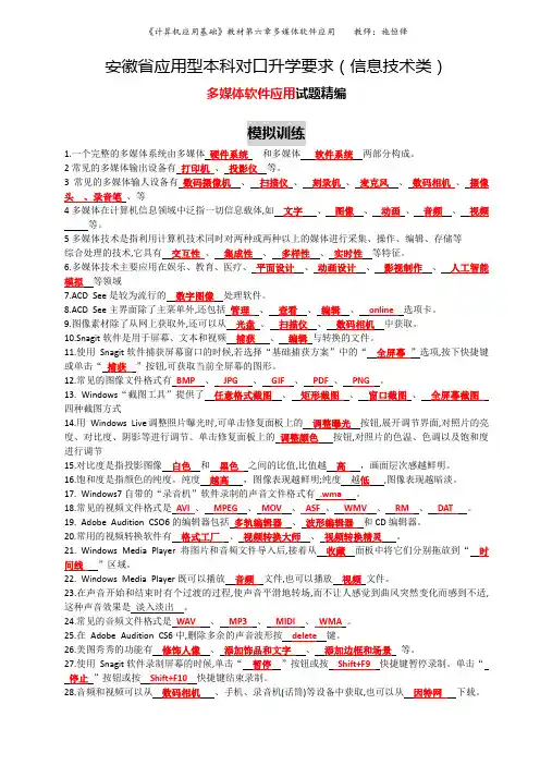 试题精编6(第六章 多媒体软件应用)