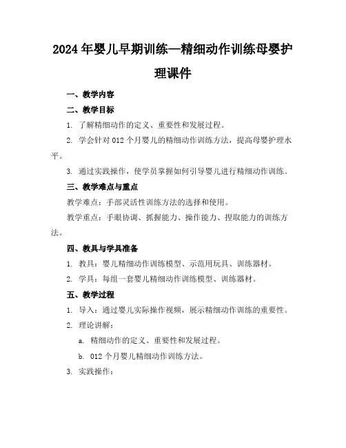 2024年婴儿早期训练—精细动作训练母婴护理课件