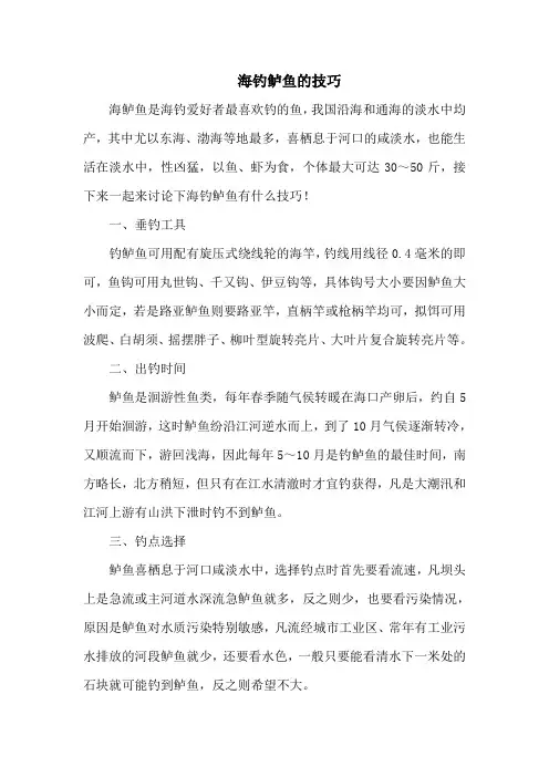 钓鱼技巧：海钓鲈鱼的技巧