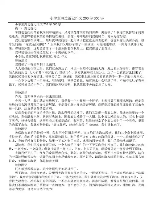 小学生海边游记作文200字300字