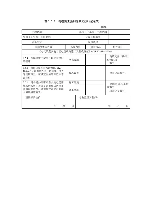 电气施工强条执行检查记录