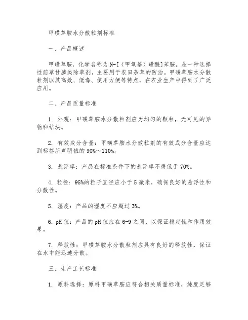 甲磺草胺水分散粒剂标准
