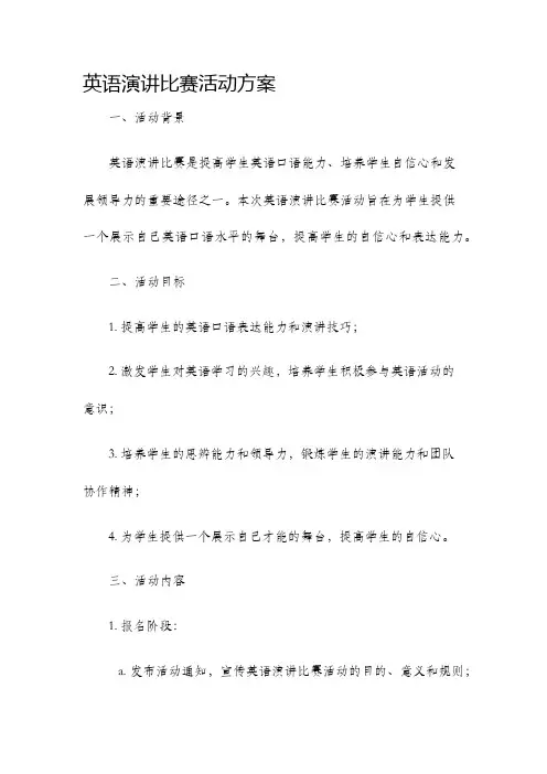 英语演讲比赛活动方案