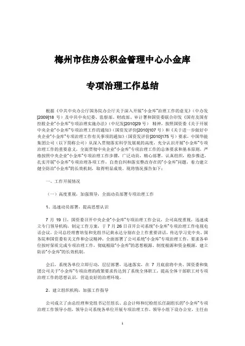 小金库专项治理工作总结