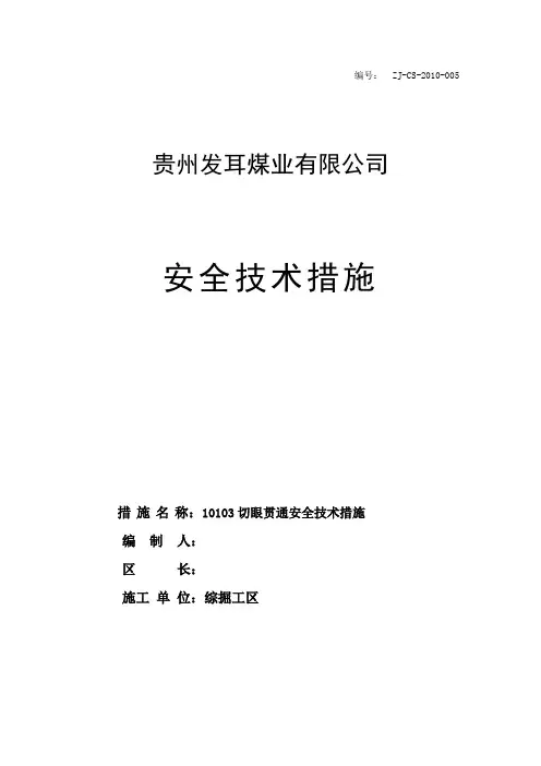 10103切眼贯通措施