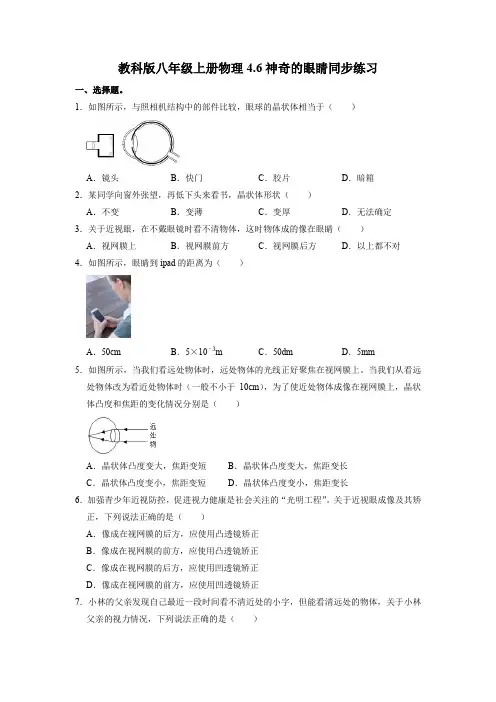 神奇的眼睛-2022_2023学年物理八年级上册同步练习(教科版) 