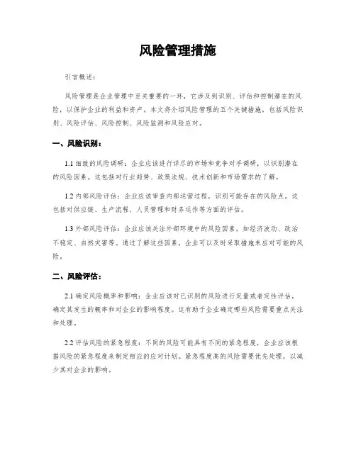 风险管理措施