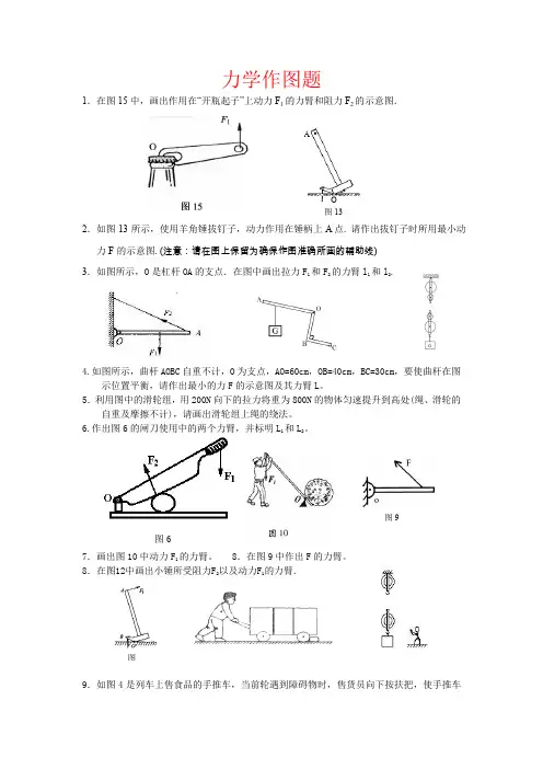 中考初中物理重难点突破专题课时训练——力学作图题(经典)