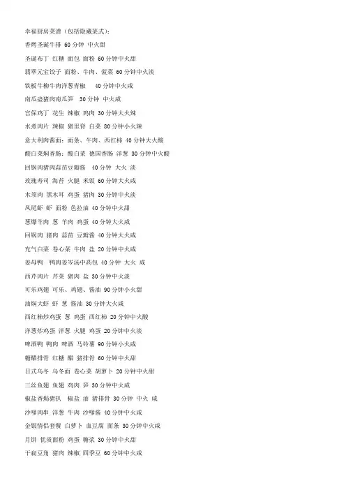 幸福厨房菜谱