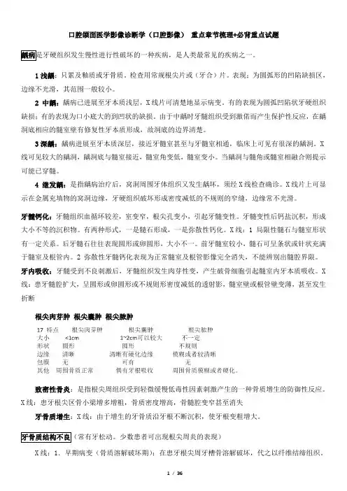 口腔颌面医学影像诊断学(口腔影像)试题及答案大全