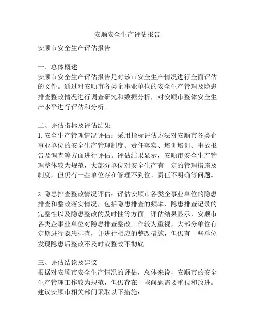 安顺安全生产评估报告