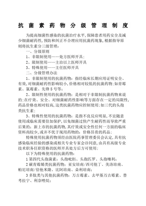 抗菌素药物分级管理规定