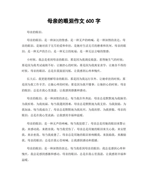 母亲的眼泪作文600字