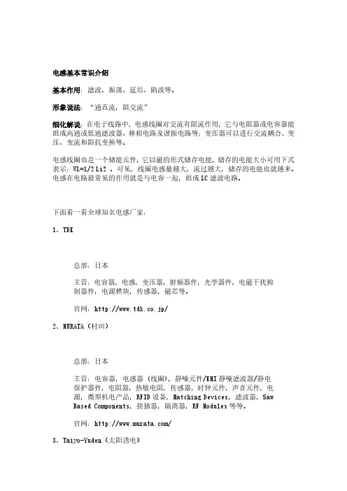 电感厂商参考